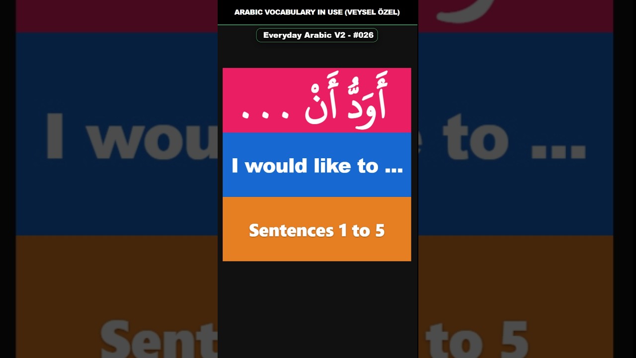 Everyday Arabic V2 Shorts #026 (1–5) | أَوَدُّ أَنْ ... | I would like to ...