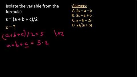 Isolate Variables Video Solution 2