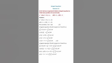 Derive an equivalent Volterra  integral equation to initial value problem of second order #math