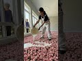 She Turned 10,000 Tulips Into a Glass Floor 😱🌷 | Luxury Epoxy Transformation #epoxyfloor #shorts