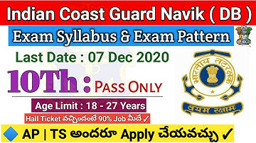 Indian Coast Guard Navik (DB) Exam Syllabus pdf |10Th Pass Only|Coast Guard Domestic Branch Syllabus