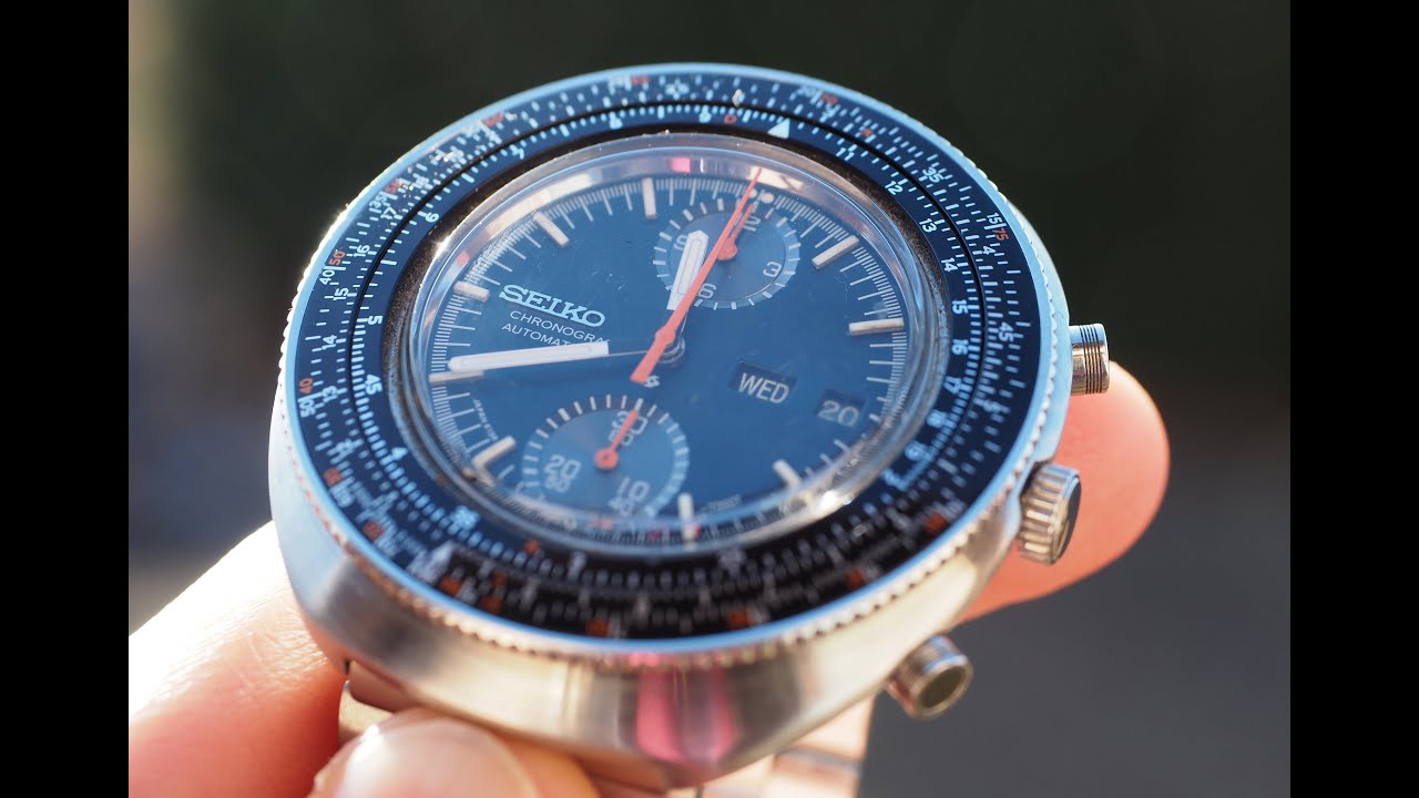 1970-1979 vintage SEIKO 6138-7000 chronograph watch with a slide rule aka  