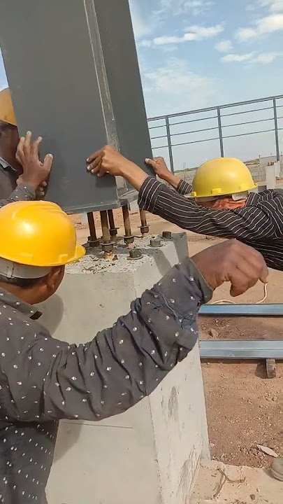 🤩steel structure building 🔥height work#shorts#column#erection #factory #viral