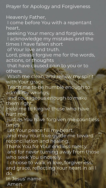 Prayer for Apology and Forgiveness
