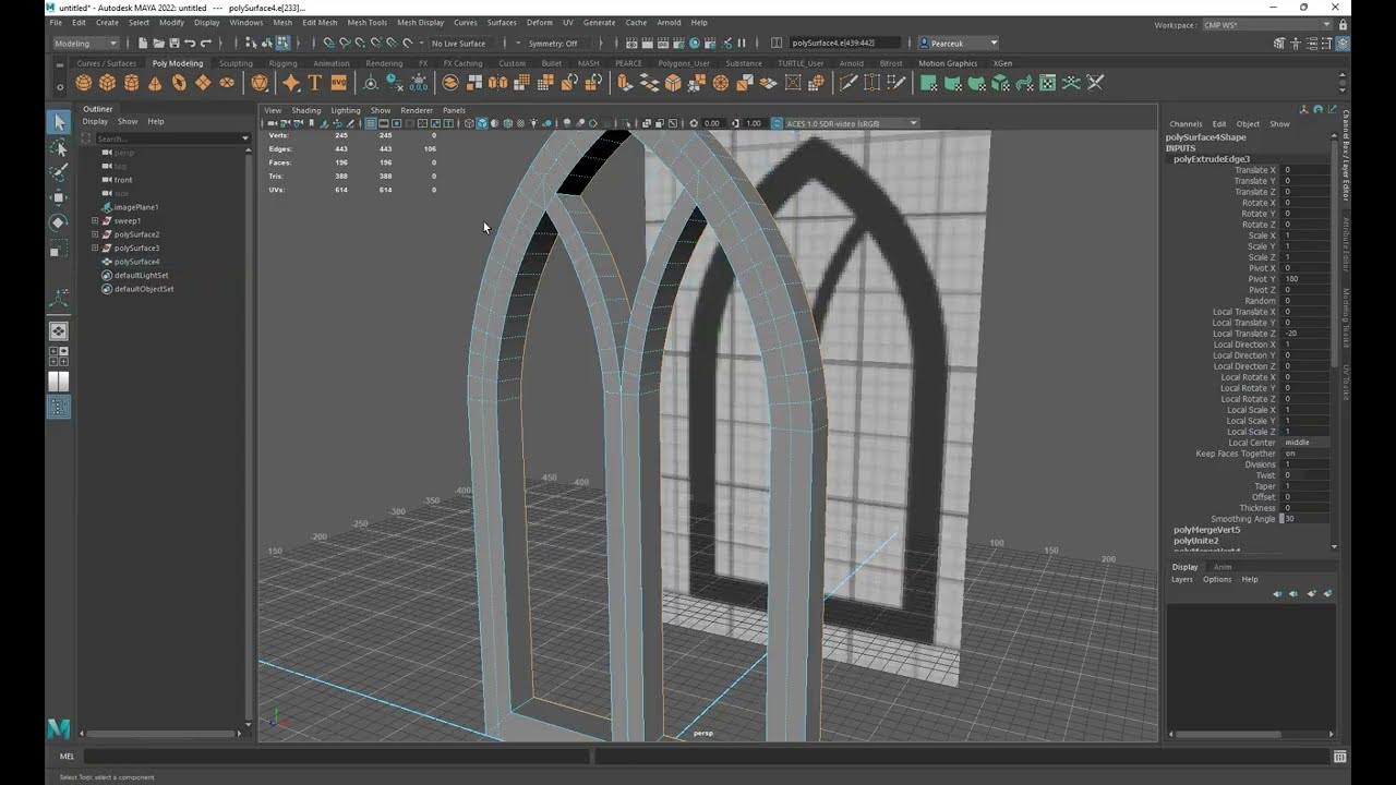 Creating a Gothic Window With Maya Sweep Mesh YouTube