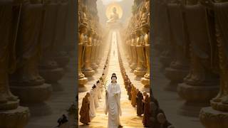 Guan Yin Walks The Golden Path  Reverence In A Divine Realm buddha guanyin shorts
