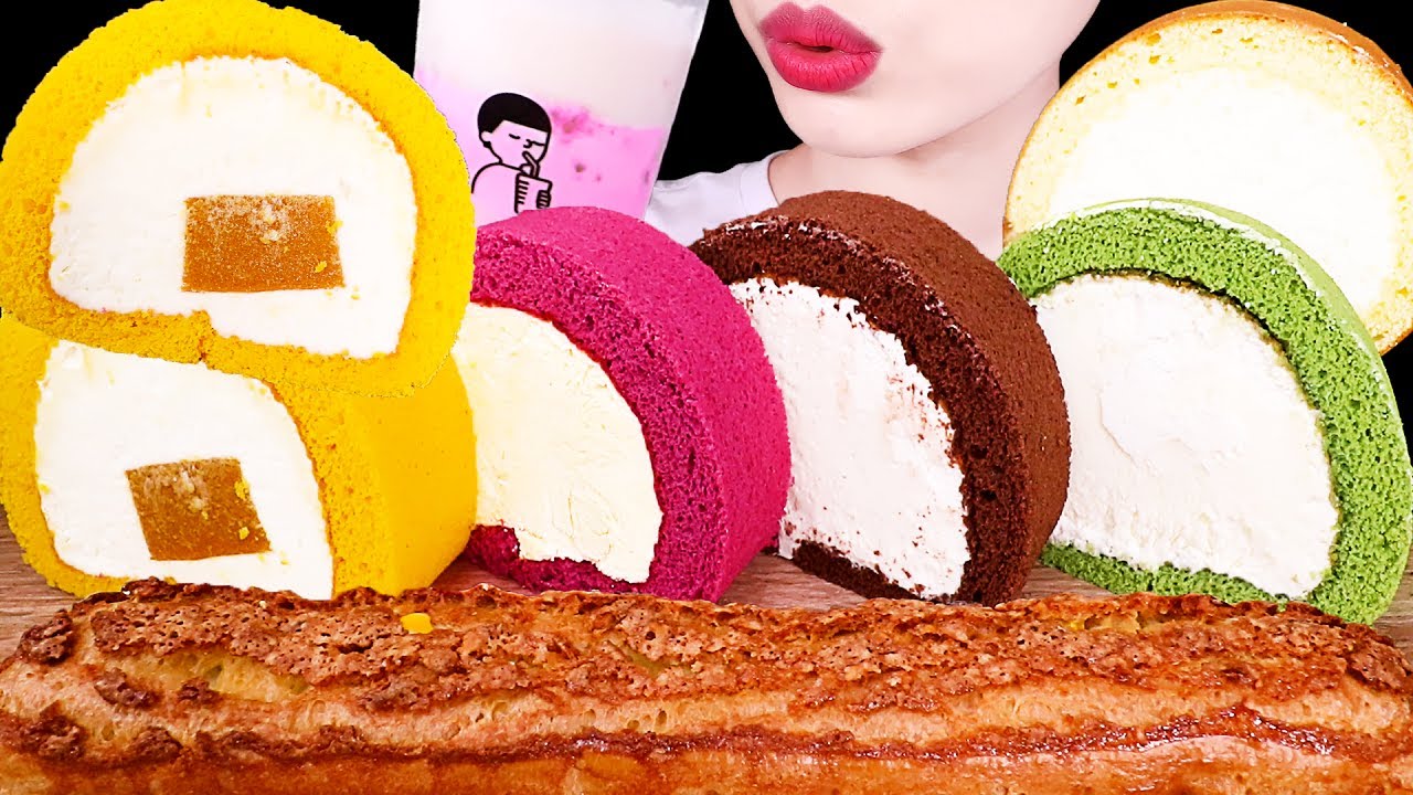 ASMR MUKBANG｜CREAM ROLL CAKE, TOKYO ROLL, CROQUANT CHOU 디저트39 도쿄롤 케이크 크로칸슈 EATING SOUNDS 먹방