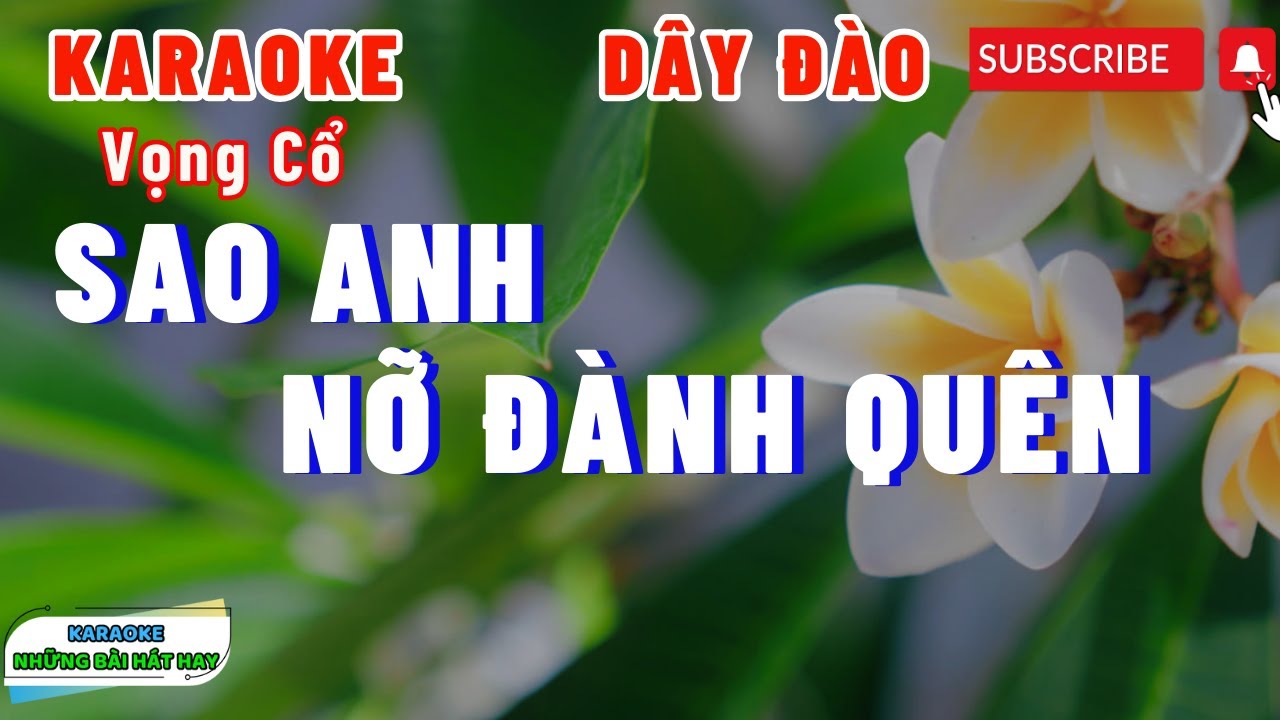 Karaoke Sao anh nỡ đành quên, giai điệu ngọt ngào, dây đào