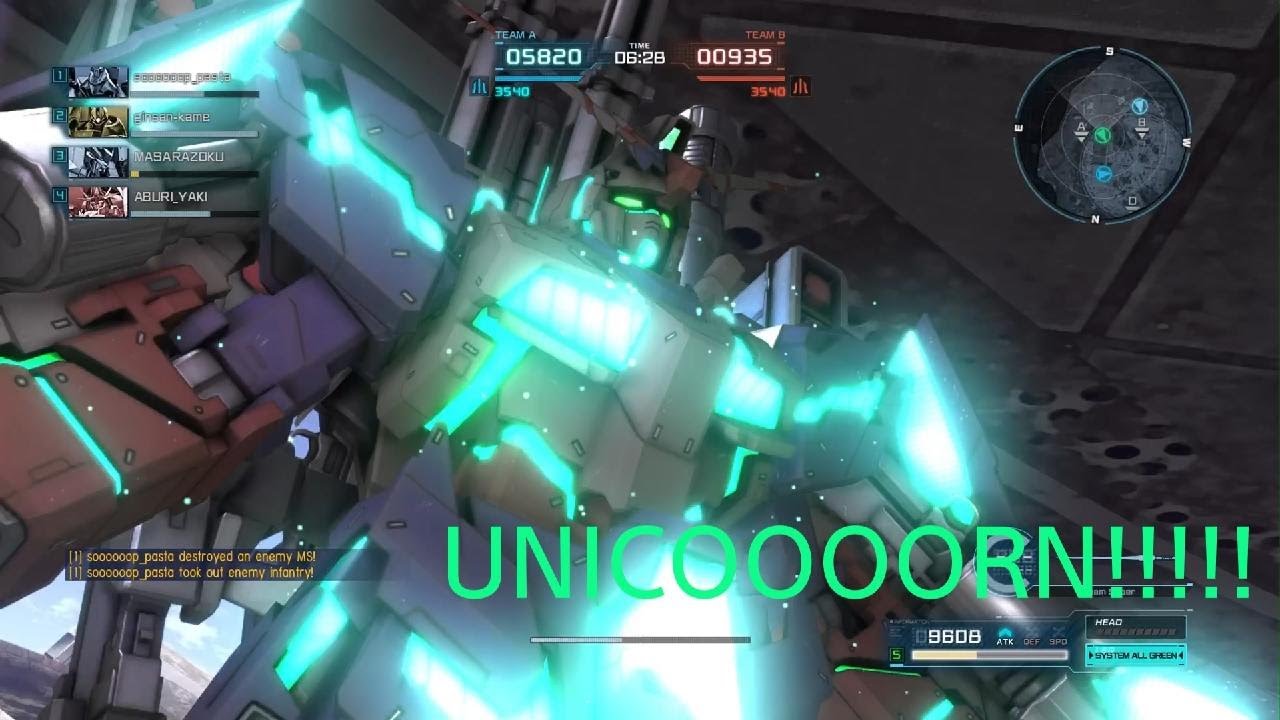 GBO2: FA Unicorn Gundam destroys its path.