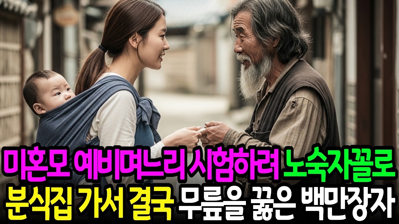미혼모 예비며느리를 시험하려 노숙자꼴로 백만장자 재벌회장이 분식집에 갔는데... 결국 무릎을 꿇고 오열했습니다