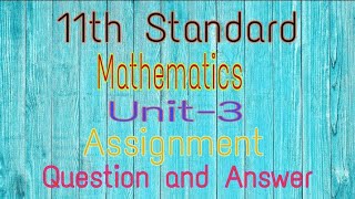 Famous 11th Standard||Mathematics||Unit-3||Assignment||English Medium||2021-2022|| Profile