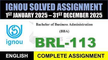BRL 113 Solved Assignment 2025 || brl-113 solved assignment in English || Jan 2025 to Dec 2025