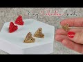 Easy valentines heart earrings tutorial  bead tutorial for beginners  heart stud earrings