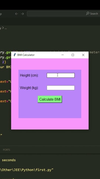 BMI calculator using tkinter in python #python #shorts - YouTube