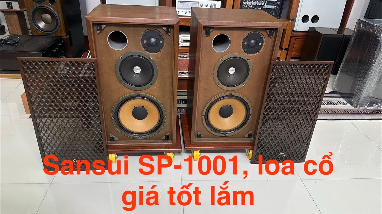 SANSUI SP-1001 speakers, 25cm bass driver, 3-way, vintage mesh