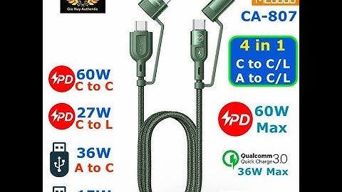 Cáp sạc nhanh đa năng 4 in 1 MCDODO CA-807 (có 02 màu)