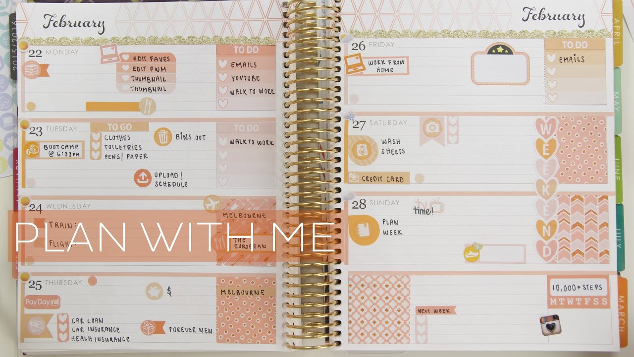 Erin Condren Horizontal // PLAN WITH ME - February Monthly Colours // Rachael Jade