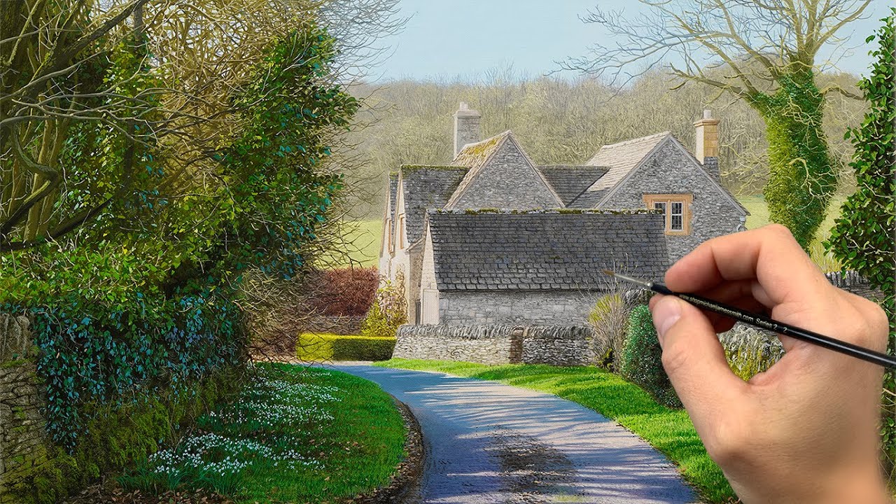 Painting a Hyper-Realistic English Landscape | Timelapse