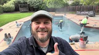 Swimming pool remodel (Episode 8) plastering pool Pebble finish
