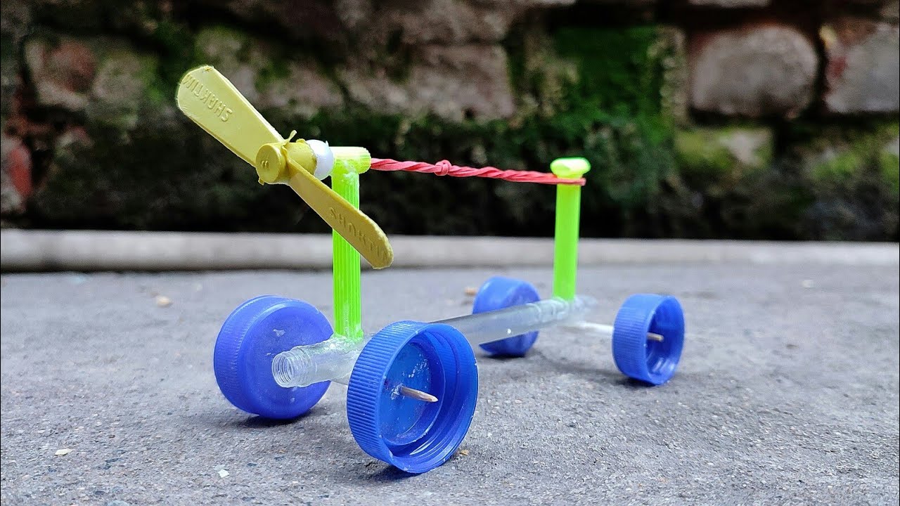 DIY Rubber band air powered car YouTube