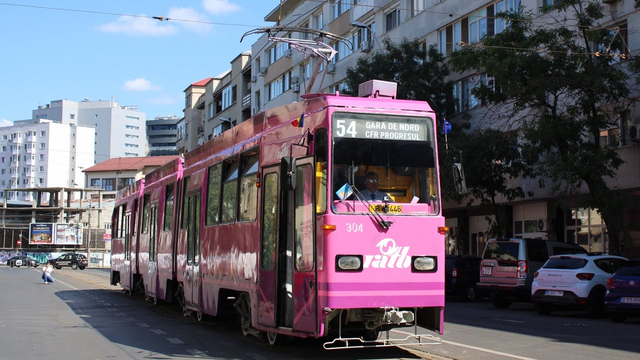 Călătorie cu tramvaiul V3A-93M-FAUR #304(linia 54) între stațiile Gara de Nord - Piața Victoriei 