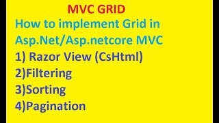 How to Use MVC Grid in  MVC |C|Razor| Pagination | Sorting | Filtering |NonFactors.Grid.Mvc6