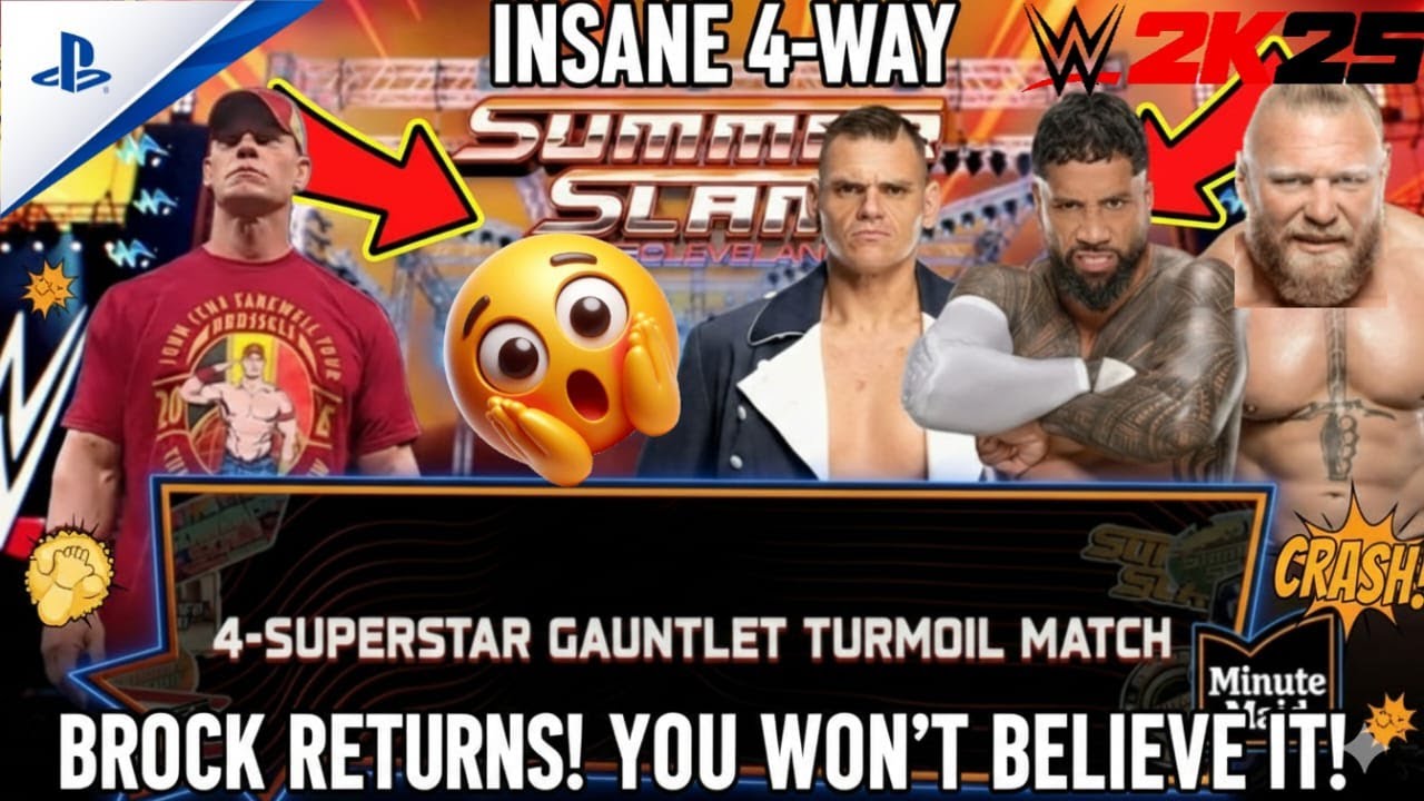 Can John Cena Survive? vs Brock Lesnar, Jey Uso & Gunther | Gauntlet Turmoil WWE 2K25