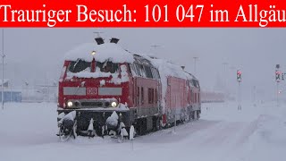 Schneechaos: eine Br101 im Allgäu | mit 2x Br218 durch den Schnee | Kempten Hbf |Zügig20