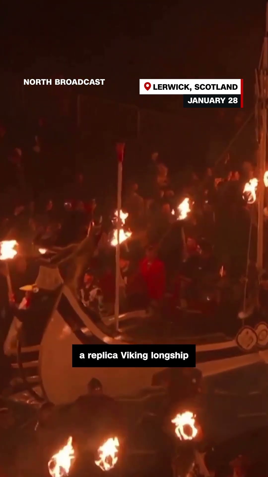 Viking parade tradition ends with setting a boat on fire