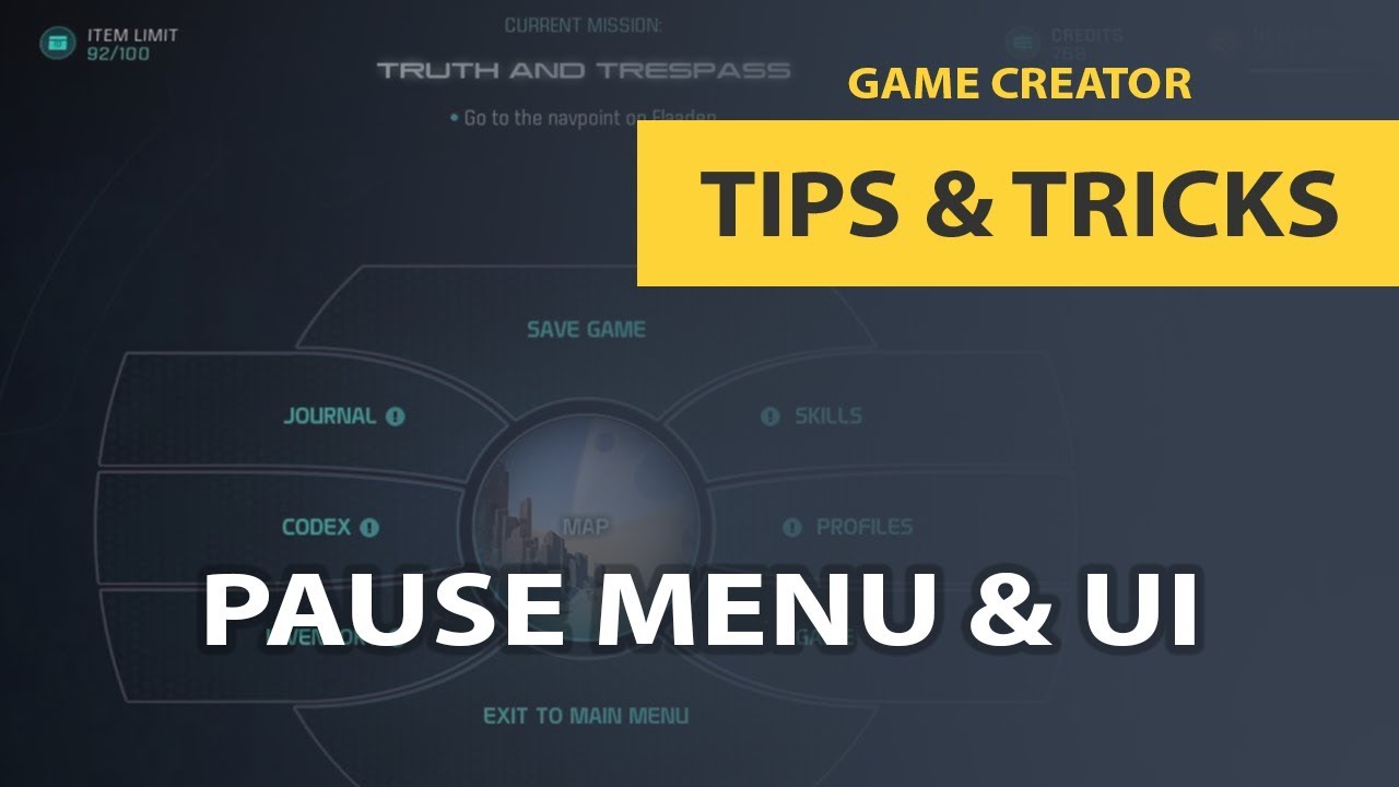 Customizable settings menu (main menu and pause game menu are