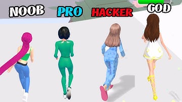 NOOB vs PRO vs HACKER vs GOD - Healthy Run 3D  , Makeover Run ...