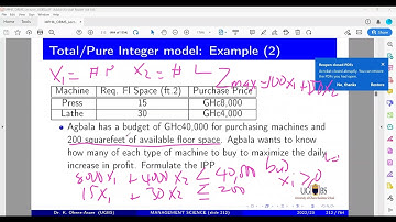 L8 NEW Integer Programming fixed charge, pure, binary, mixed, integrality constraints