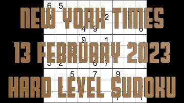 Sudoku solution –New York Times sudoku 13 February 2023 Hard level