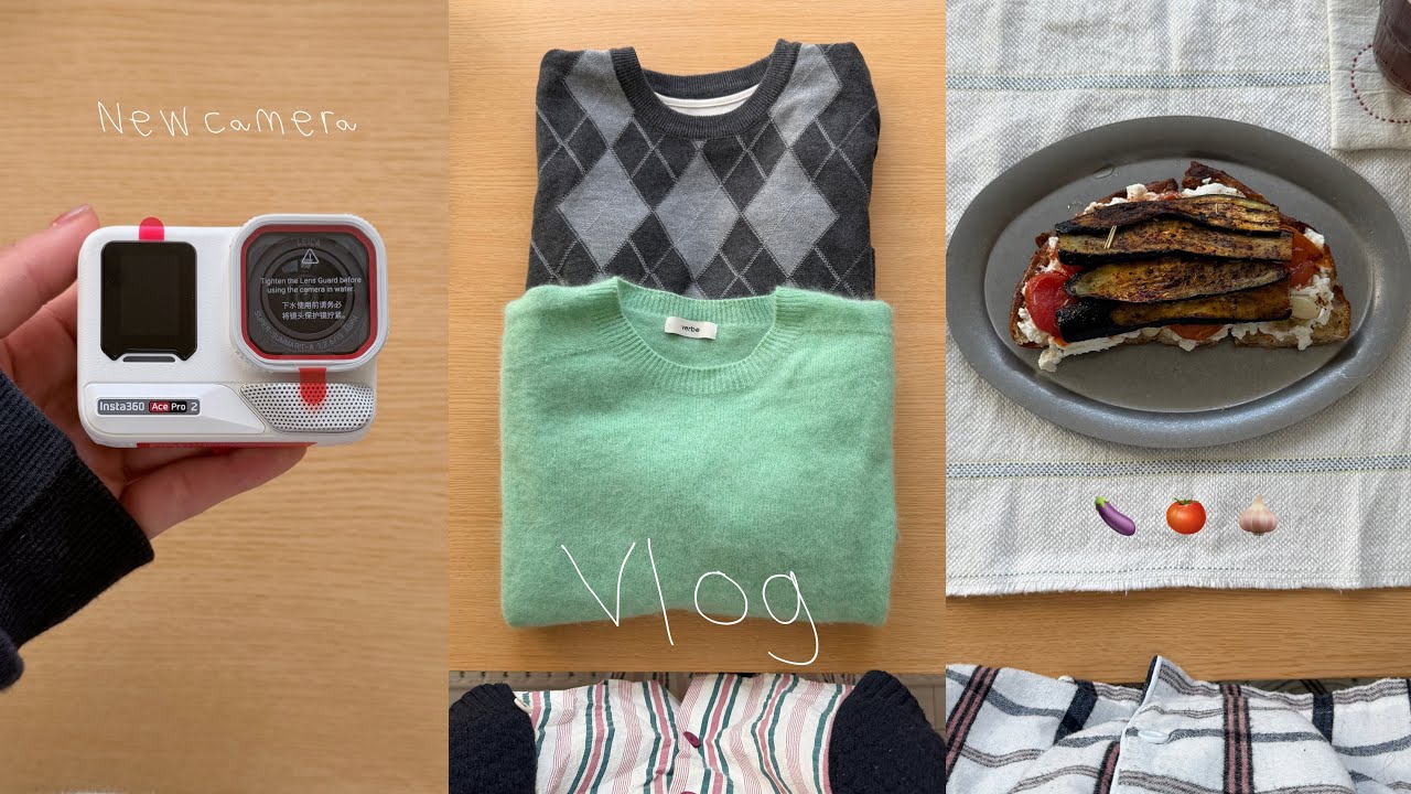 Vlog. 이번 겨울옷은 요고다🧤.Ace pro2 브이로그 카메라 언박싱. 최고의 샌드위치 조합을 발견했다,,가지 리코타 샌디치🍆 | 일상 브이로그