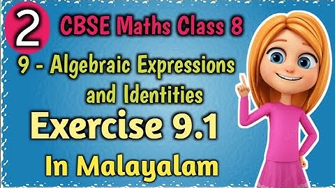 Exercise 9.1 CBSE Class 8 Maths Chapter 9 Algebraic Expressions And Identities In Malayalam
