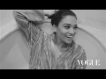 Shanina shaik getting ready for vogue paris