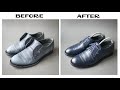 How to clean blue leather shoes CORRECTLY. Short version.