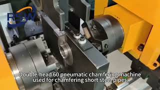 Double head 60 pneumatic chamfering machine, used for chamfering short steel pipes