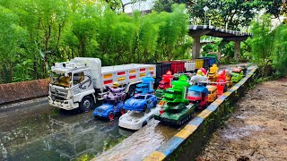 Wow !!! Mobil Truk Tronton Panjang Bongkar Penuh Mobil Mobilan Truk Mixer, Bus Telolet, Ambulan 