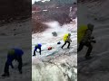 Massive boulder nearly hits mountaineers on mt elbrus