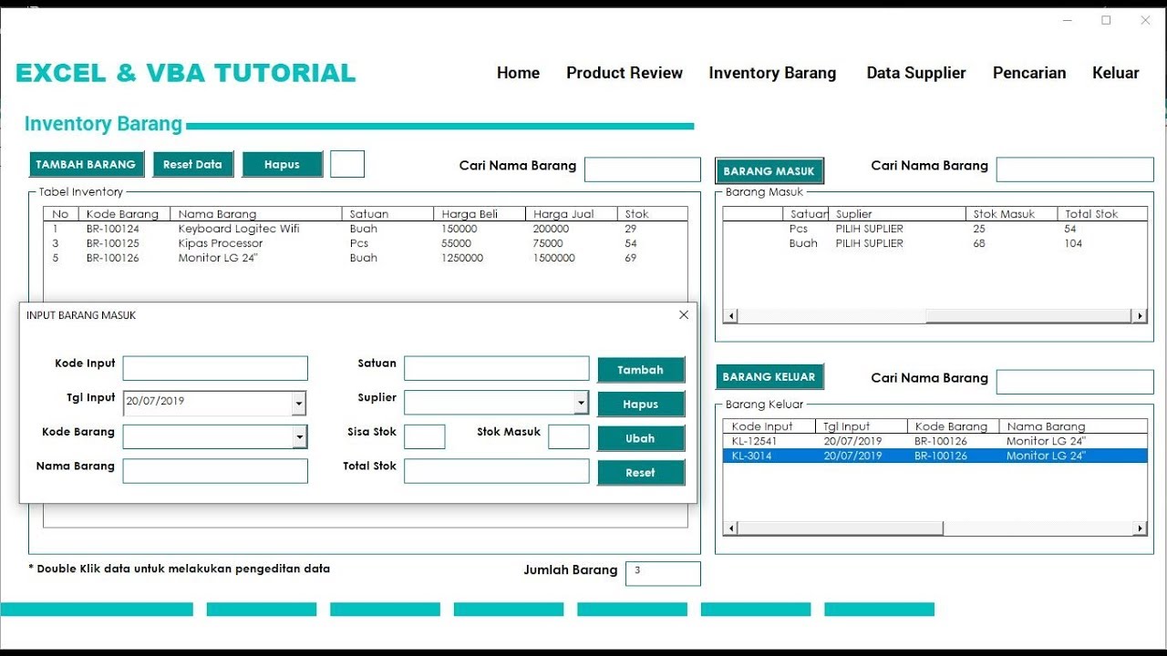 MEMBUAT FORM BARANG  MASUK BARANG  KELUAR INVENTORY GUDANG 