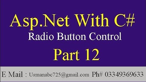 Radio Button Control- Asp.Net with c# part 12 l Asp.net Tutorial in Urdu & Hindi