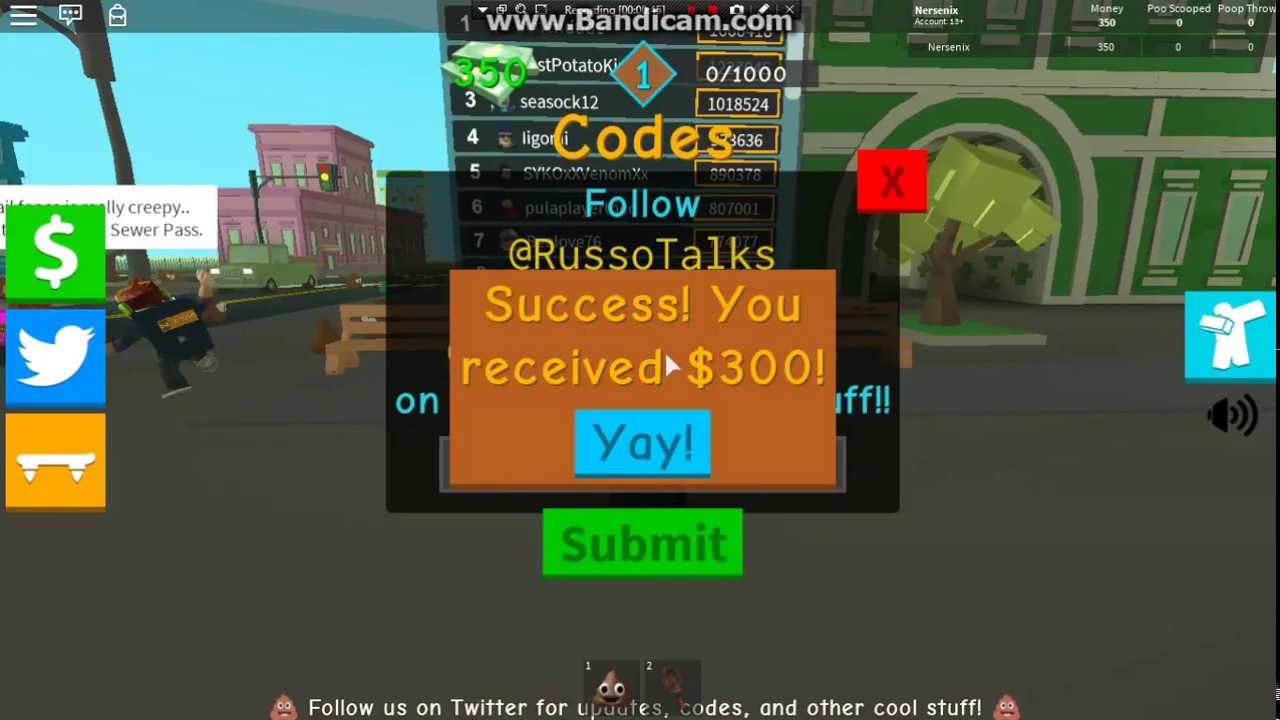 code-how-to-get-300-free-cash-roblox-poop-scooping-simulator-youtube
