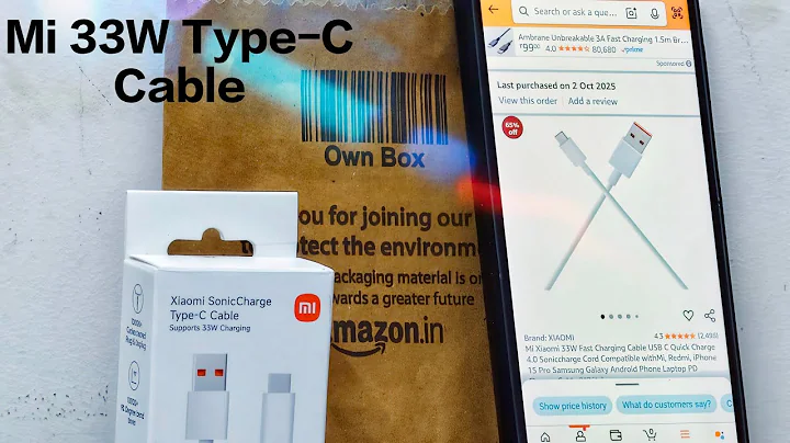 Mi Type-C cable 33 W unboxing. Only 250rs