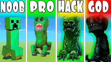 NOOB VS PRO VS HACKER VS GOD CREEPER MINECRAFT PIXEL ART