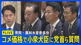 【LIVE】コメ価格めぐり小泉農水大臣と野党トップら論戦　衆院・農林水産委員会（2025年5月28日）｜TBS NEWS DIG