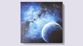 EASY MOON ACRYLIC PAINTING TUTORIAL FOR BEGINNERS | LEARN HOW TO PAINT | SPACE PAINTING #85