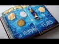 Art journal a hundred years  winter scenery with acrylic paints process