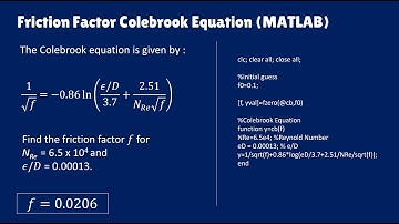 Friction Factor Colebrook Equation (MATLAB) using fzero syntax