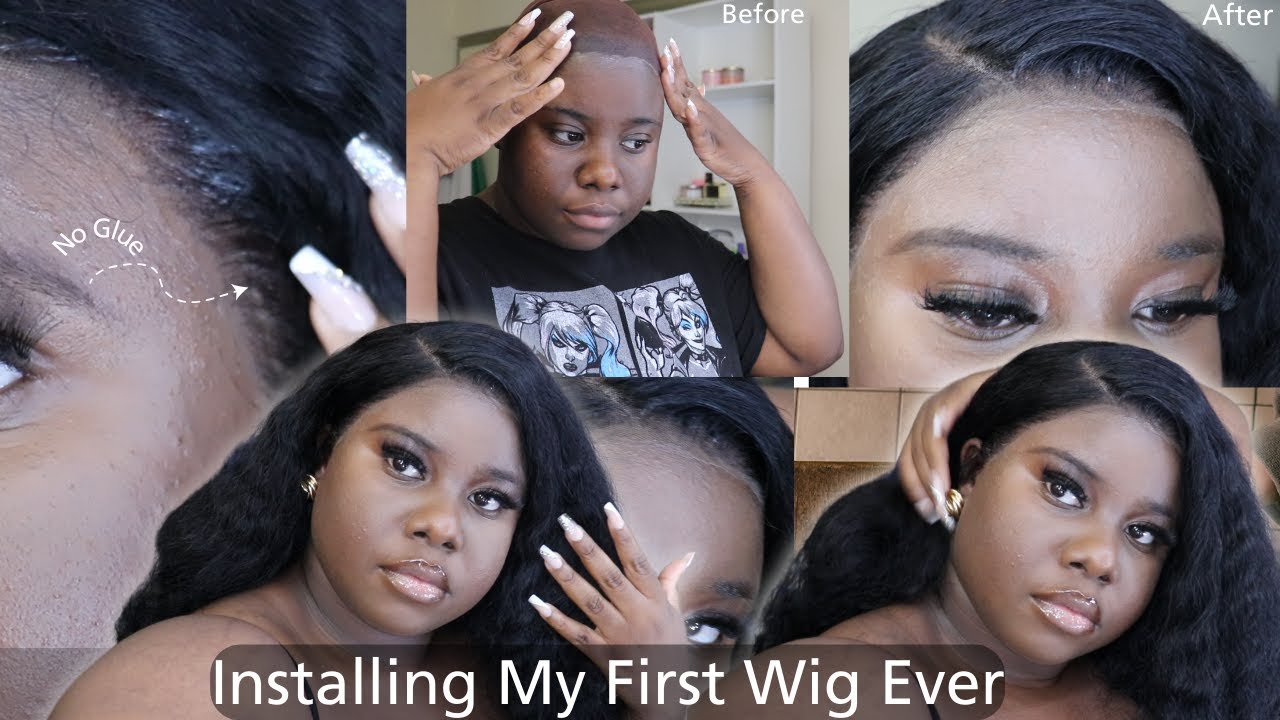 Installing a lace front wig for the first time ft Amazon Wig || NO GLUE ...
